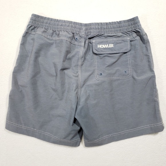 Howler Brothers Swim Trunks  Mens 34 Gray Horizon Hybrid Surf Logo Pocket - Picture 4 of 6